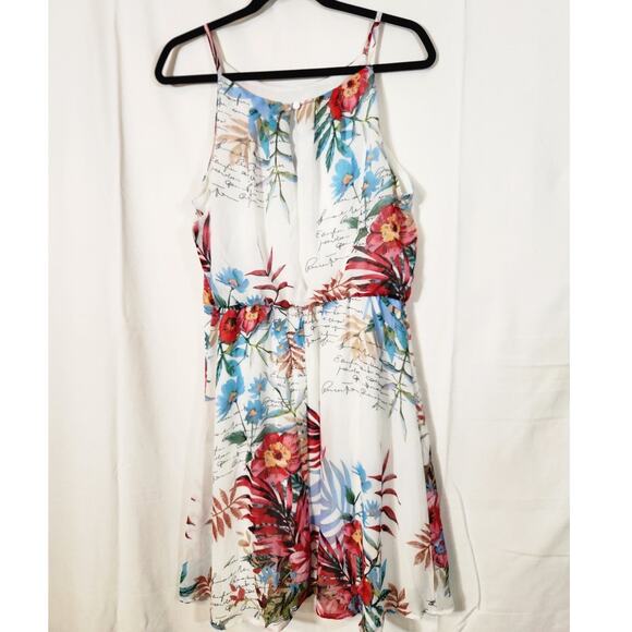 Tacera $45 Large Spaghetti Strap White Pink Green Blue Tropical Floral Sundress - Picture 4 of 10